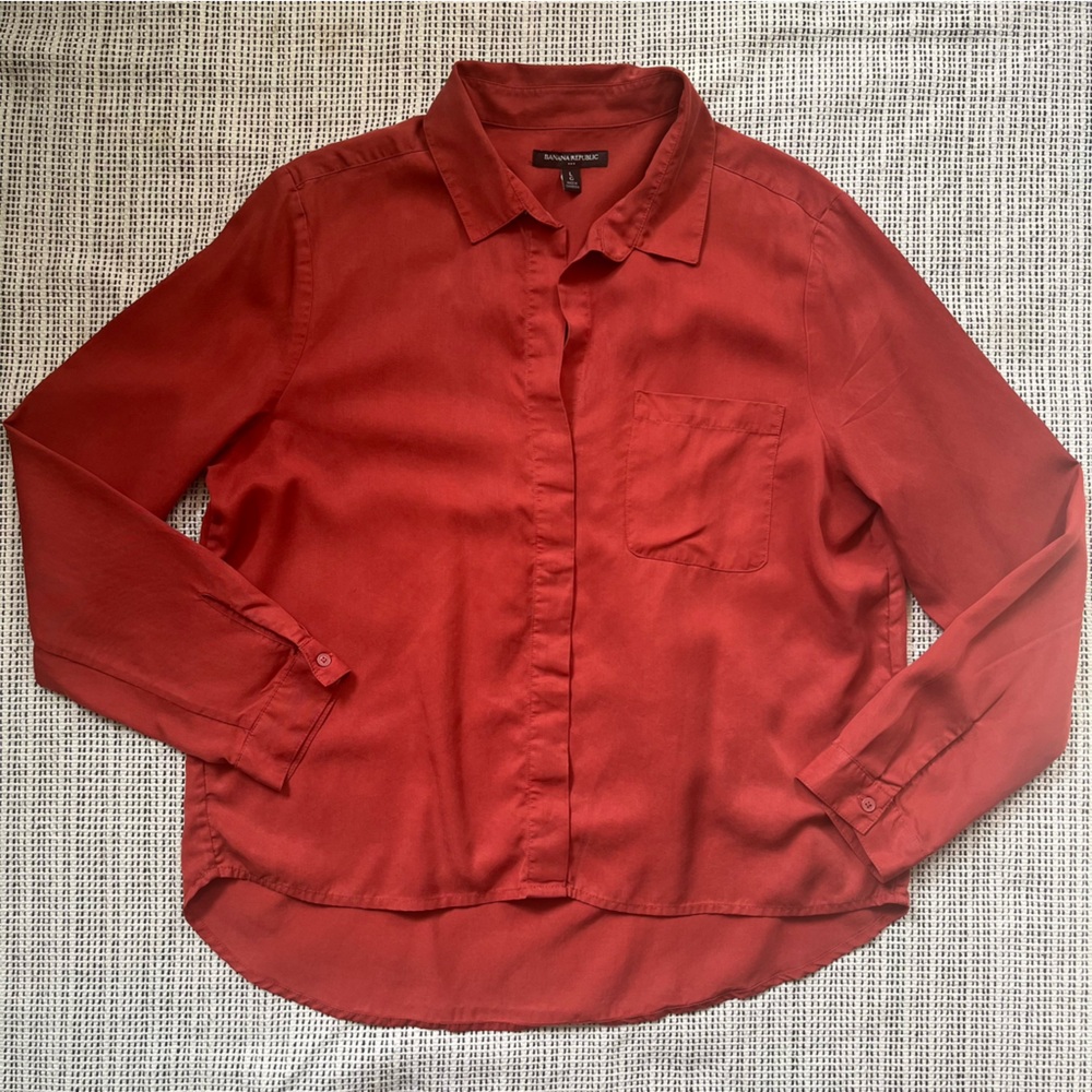 BANANA REPUBLIC Burnt Orange Button Up Blouse Size L